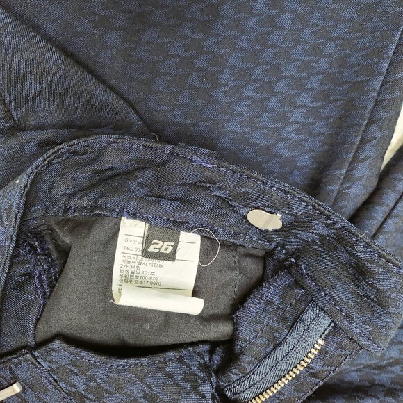 Blue & Black Geometric Print Pants w/Zippered Ankles - Picture 9 of 10